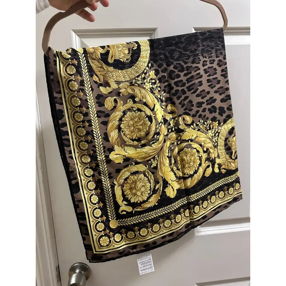 Versace Leopard Print Silk Scarf